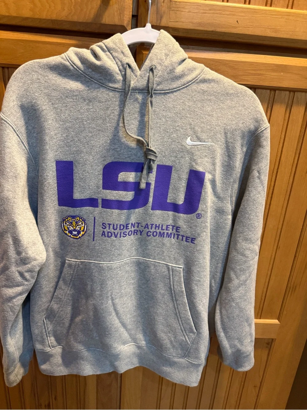Nike Gray Hoodie with Purple LSU Graphic